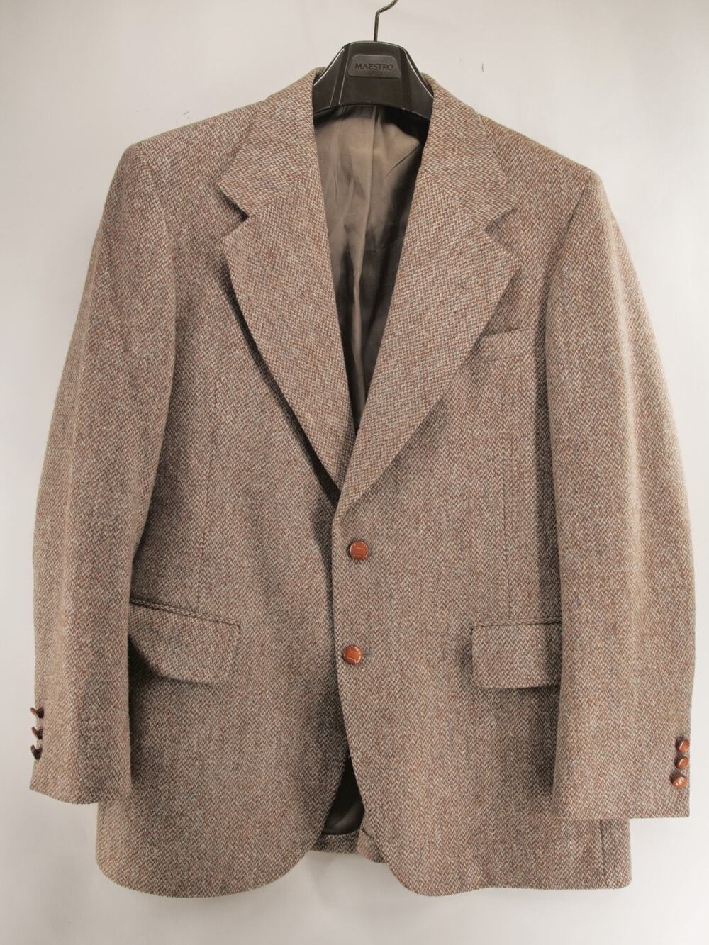 Vintage Harris Tweed Somers & Hunt Karrow Men's Blazer 42R Brown Blue Wool Suit